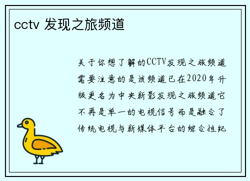 cctv 发现之旅频道